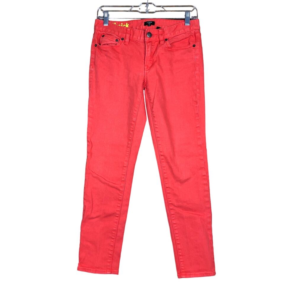 J Crew Womens Jeans Pink Red Low Rise Toothpick Cotton Blend Stretch 26